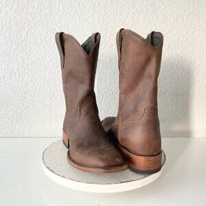 Lane Mens Brown Cowboy Boots 11 D Genuine Leather Western Casual Square Toe